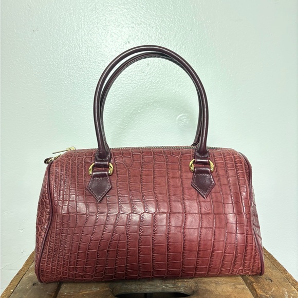 Crocodile handbag Der Dau Custom in Burgundy purse Equestrian - Picture 2 of 11